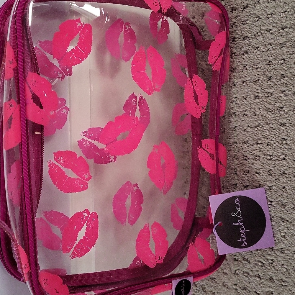 Womens clear plastic cosmetic travel case